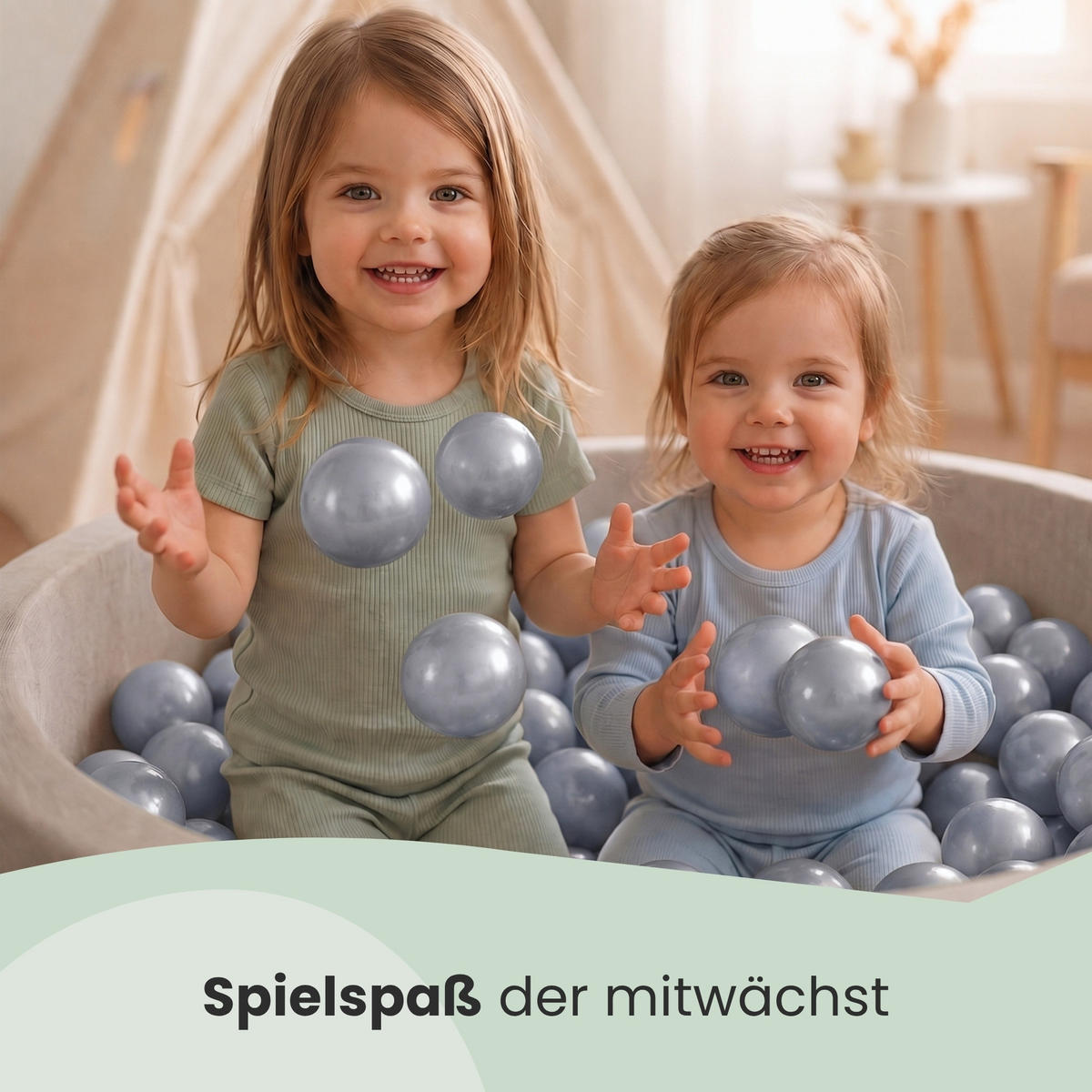 BÄLLEBAD-BÄLLE 50 Stück, Siber/Grau, 5.5 cm - Silberfarben, Kunststoff (5.5/5.5/5.5cm) - Littletom