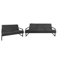 POLSTERGARNITUR (3-2) - Strukturstoff - Dunkelgrau, Textil (1/1/1cm) - home24