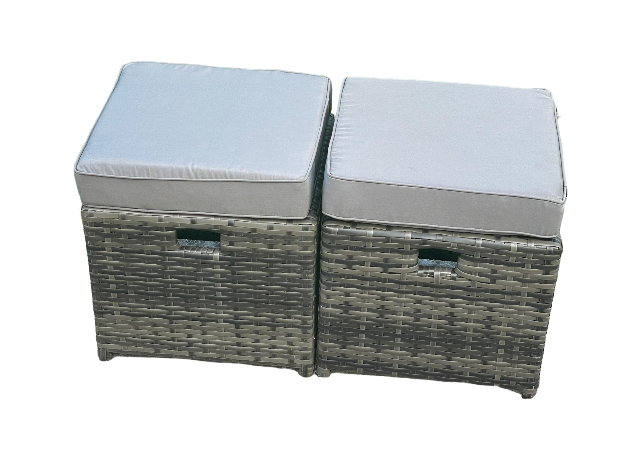 GARTENHOCKER Polyrattan 2-teilig - Dunkelgrau, Glas/Kunststoff (40/34/40cm) - Fimous