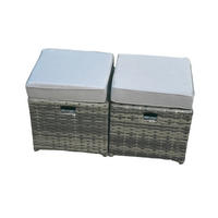 GARTENHOCKER Polyrattan 2-teilig - Dunkelgrau, Glas/Kunststoff (40/34/40cm) - Fimous