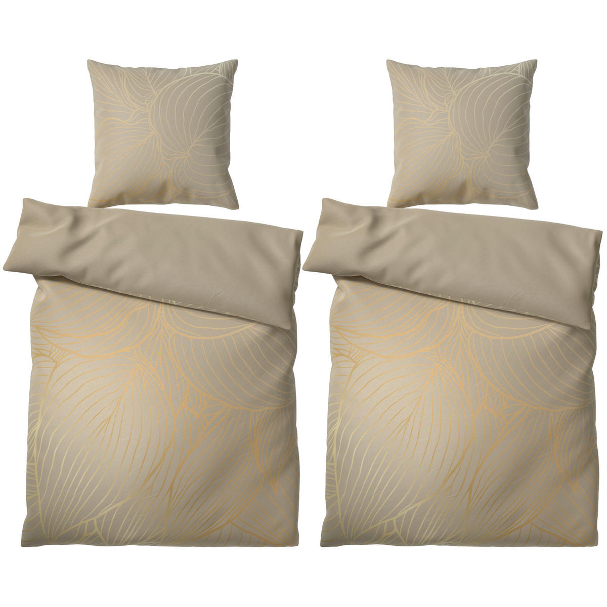 BETTWÄSCHE 4-teilig Hosta - Beige, Naturmaterialien (135/200cm) - Sanilo