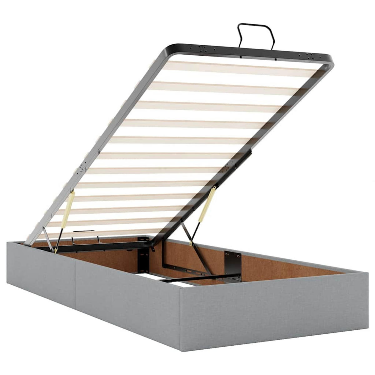 OTTOMAN-BETT Ohne Matratze Hellgrau 100/200 Cm Stoff - Grau, Holzwerkstoff (100/200cm) - vidaXL