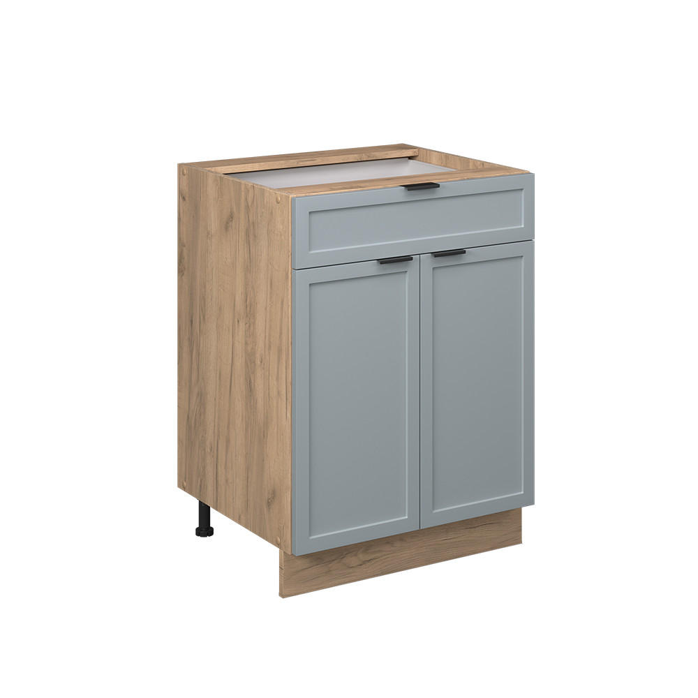 KÜCHENUNTERSCHRANK Fame-Line Hellblau-grau 60 cm mit Schublade AP Anthrazit - Eiche Wotan/Blaugrau, Holzwerkstoff (60/82/60cm) - Vicco