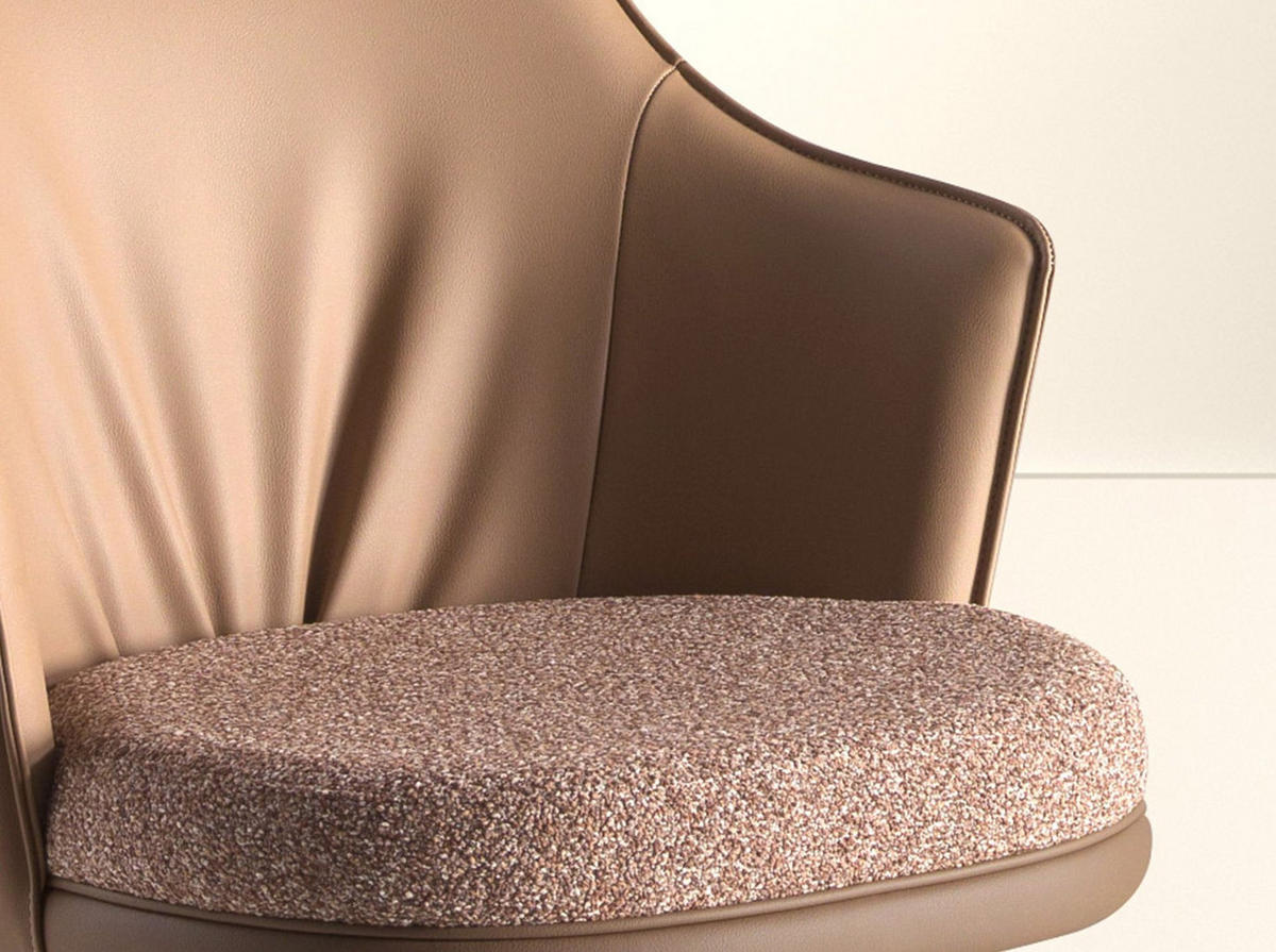 BARHOCKER Drehbarer aus braun meliertem Stoff und braunem Kunstleder 57/54/87 cm - Pink/Bernsteinfarben, Leder/Textil (57/87/54cm) - ANGEL CERDA