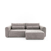 ECKSOFA MOTION mit Schlaffunktion 130x200 Webstoff Hellgrau - Hellgrau/Schwarz, Holz/Textil (250/120cm) - Muffo