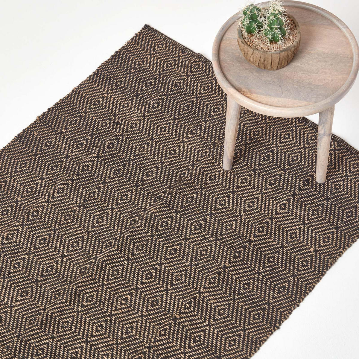 JUTETEPPICH geometrisch gemustert 150/240 cm - Schwarz, Naturmaterialien (150/240cm) - Homescapes