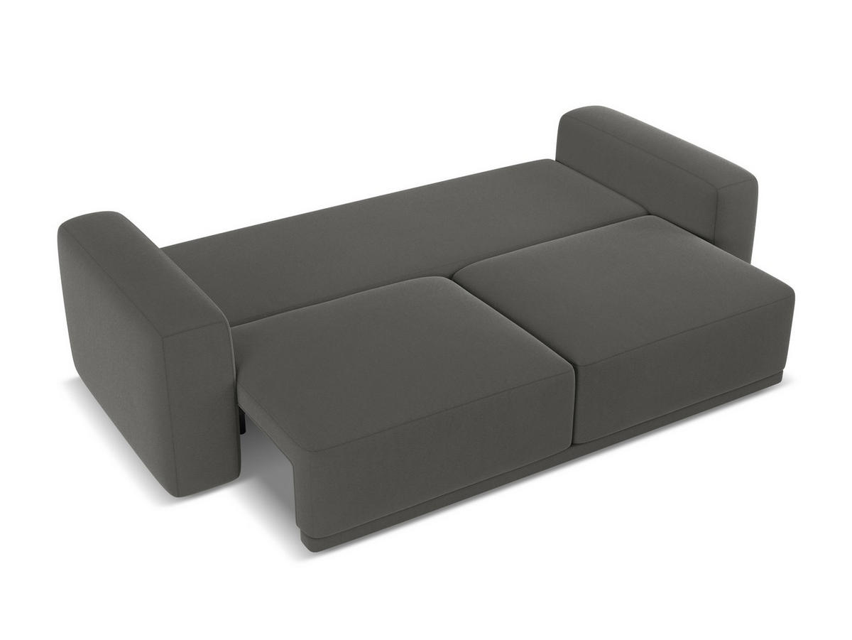 3-SITZER SOFA mit Schlaffunktion Samt Stoff Grau - Dunkelgrau/Schwarz, Kunststoff/Textil (242/91/100cm) - Makamii