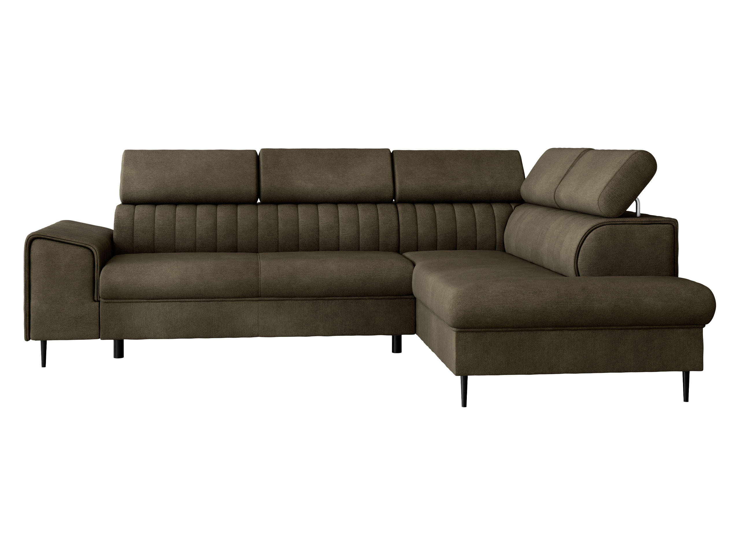 ECKSOFA Kadurin, Seite: Rechts - Dunkelbraun/Schwarz, Holz/Kunststoff (276/206cm) - MIRJAN24