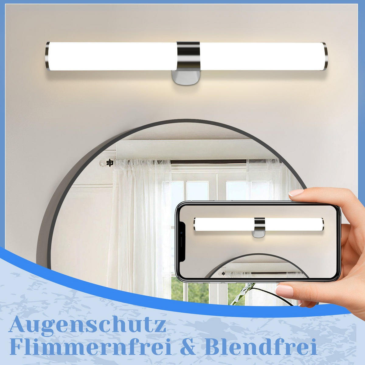 SPIEGELLEUCHTE Kiel 60/6.8/12.8 cm - Chromfarben, Kunststoff (60/6.8/12.8cm) - Nettlife