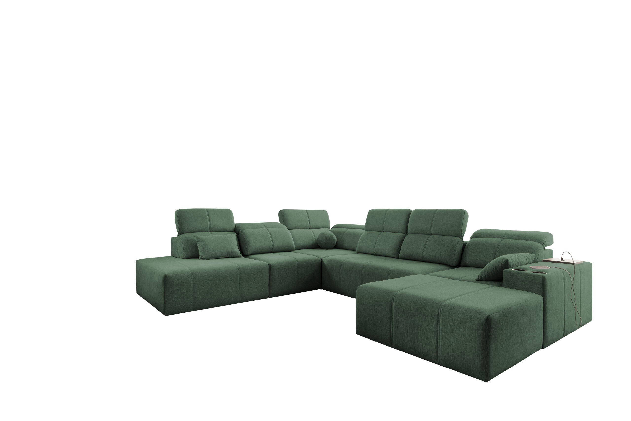 ECKSOFA Multifunktional Mindy X Stoff Verita Grün Rechts - Grün, Holz (359/300cm) - Kaiser Möbel