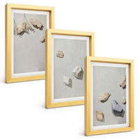 BILDER SET 3er Set - 20x30 cm Goldrahmen - Boho-Stranddekorationen aus Steinen - Goldfarben, Kunststoff (20/30cm) - TULUP