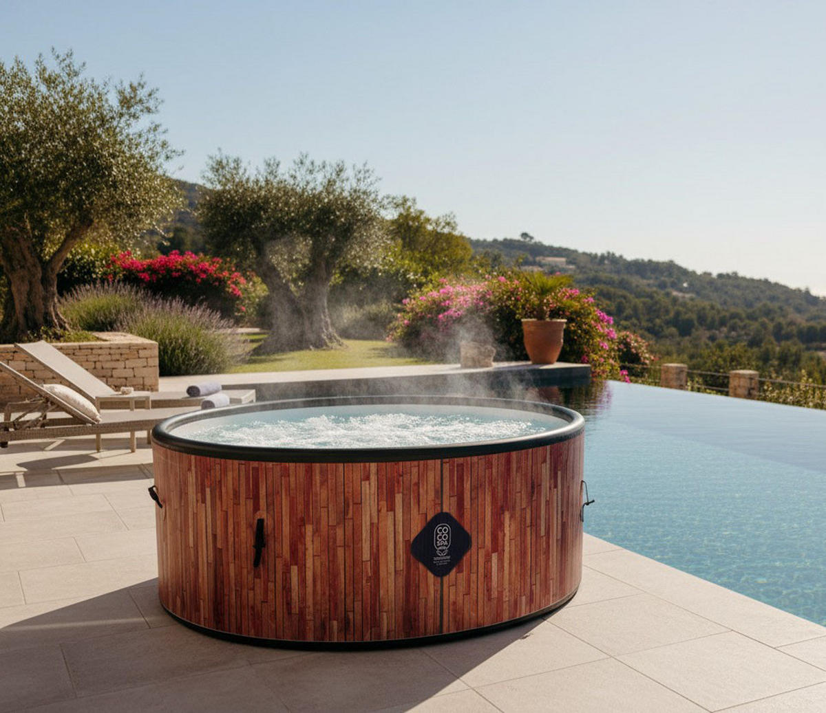 WHIRLPOOL Aufblasbar Exotik 180 cm - Durchmesser 1100 Liter - Motor 2240 W - Für bis zu 6 Personen - Braun, Kunststoff (180/70/70cm) - COCO SPA