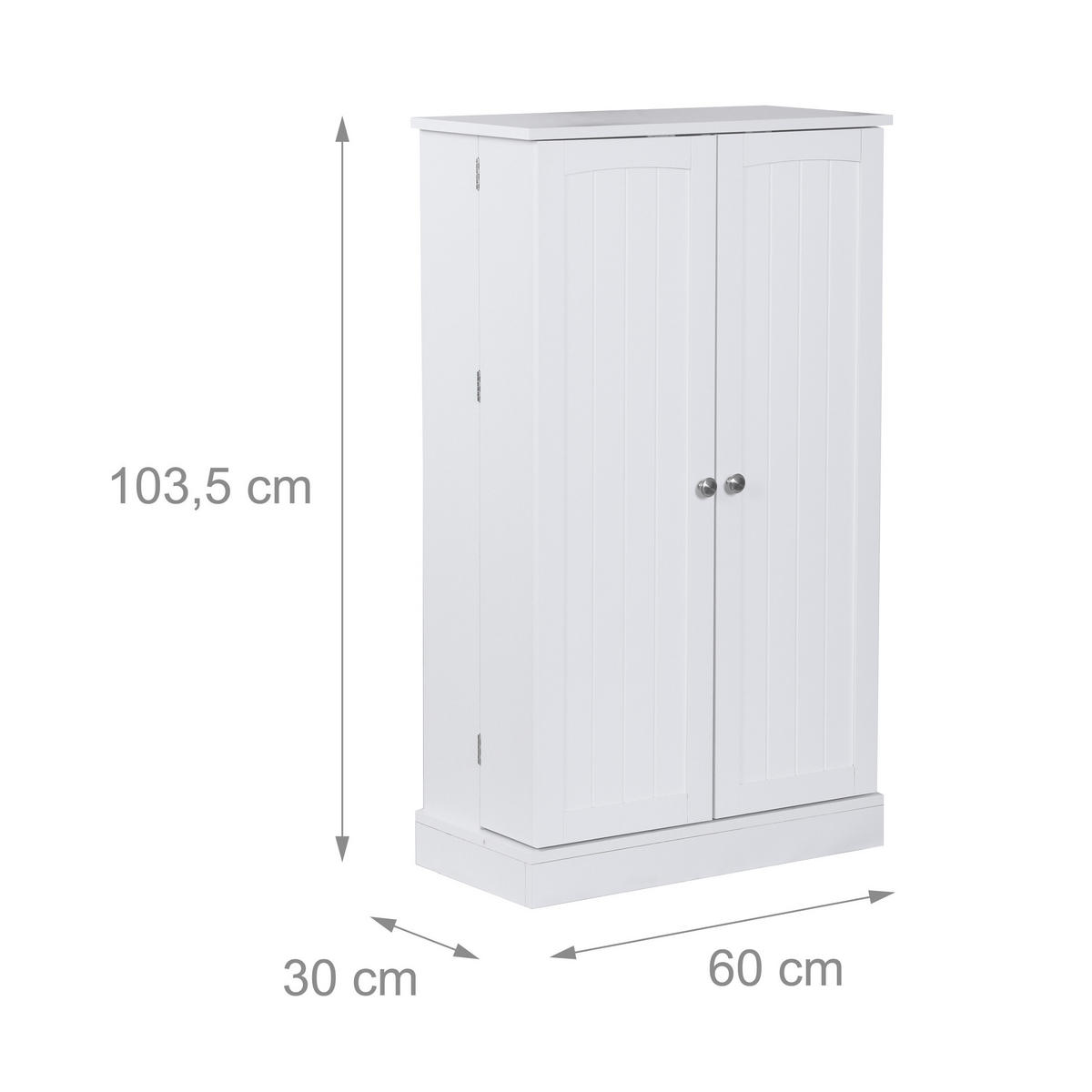 VORRATSSCHRANK - Weiß, Holz/Holzwerkstoff (60/103.5/30cm) - Relaxdays