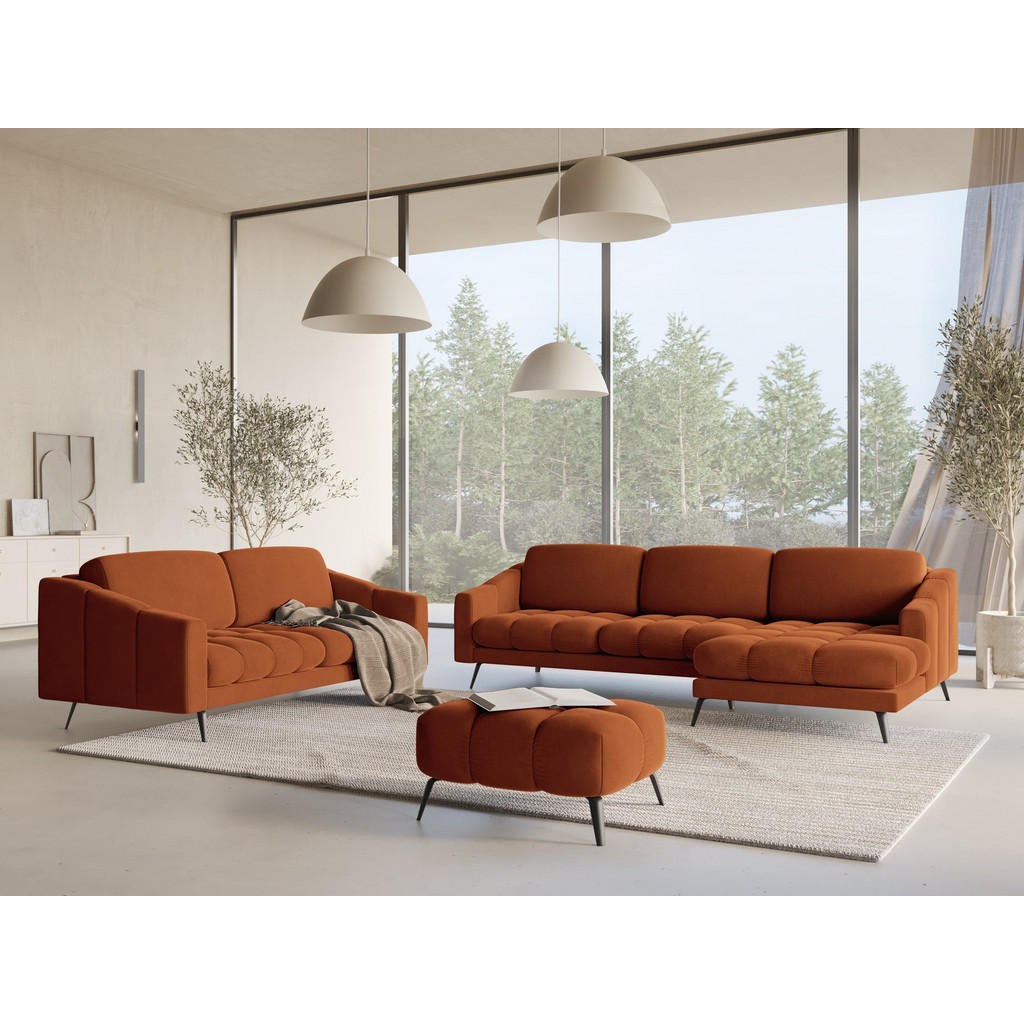 Thumbnail - Makamii Ecksofa, Terra cotta, Textil, 3-Sitzer, Füllung: Schaumstoff, L-Form, Ottomane rechts, 264x160 cm, Made in EU, W...