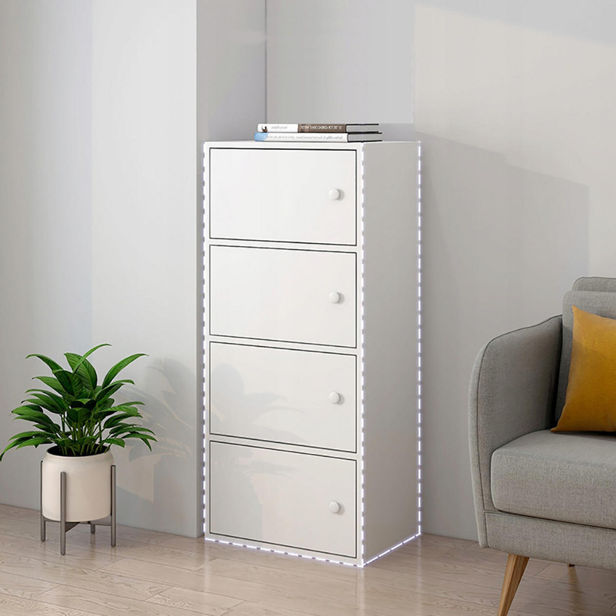 KOMMODE weiß 30/40/102 cm - Weiß, Holz (40/102/30cm) - Rebiko