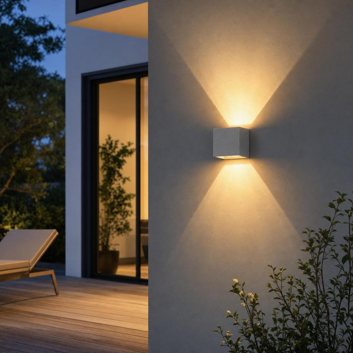 AUSSEN-WANDLEUCHTE FERGUSON Aluminium, Weiß matt, Up & Down - Weiß, Metall (12/11.5/12cm) - Globo Lighting