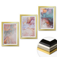 WANDBILDER 3er Set - 20x30 cm Goldrahmen - Abstrakte Pastellmuster - Goldfarben, Kunststoff (20/30cm) - ArtPrintCave