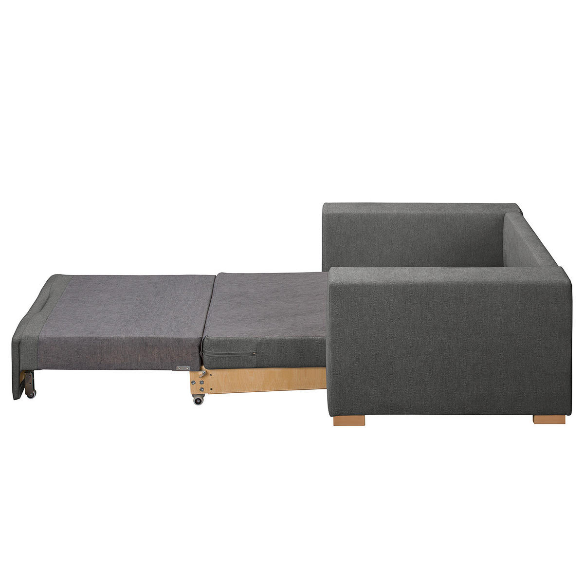 SCHLAFSESSEL - Graubraun/Buchefarben, Buchenholz/Textil (110/90/90cm) - home24