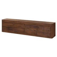 TV-BOARD Sheesham 220x40x50 rot-braun gebeizt TORONTO #166 - Dunkelbraun, Holz (40/50/220cm) - Massivmoebel24