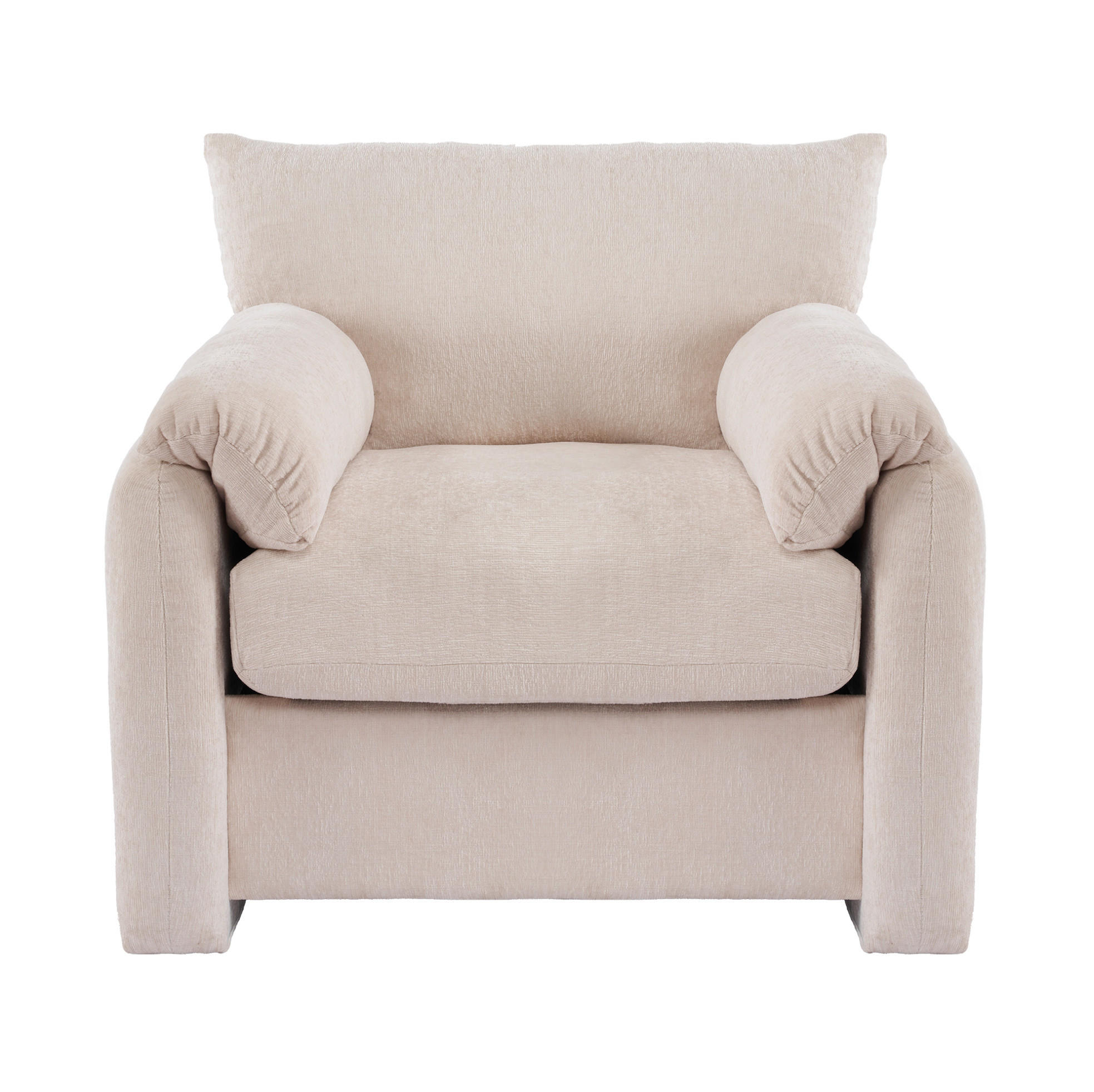 OKWISH KŘESLO 96/82/84 cm béžové z chenille s vysokou opěrkou a ergonomickým sezením