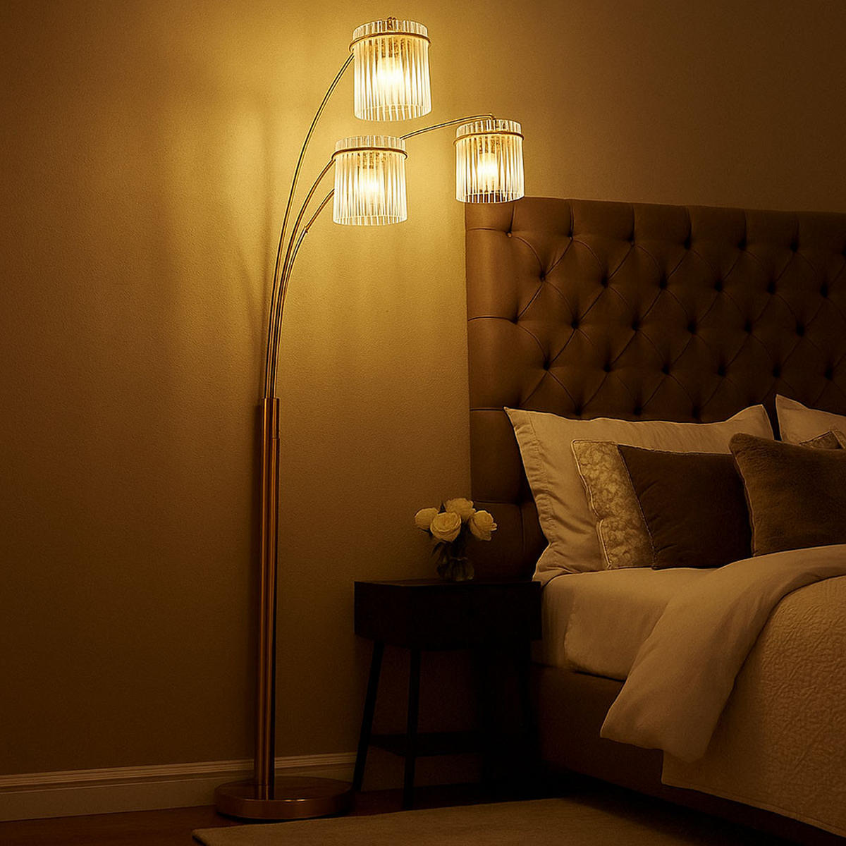 LED STEHLEUCHTE Metall Gold - Goldfarben, Glas (100/110/180cm) - Globo Lighting