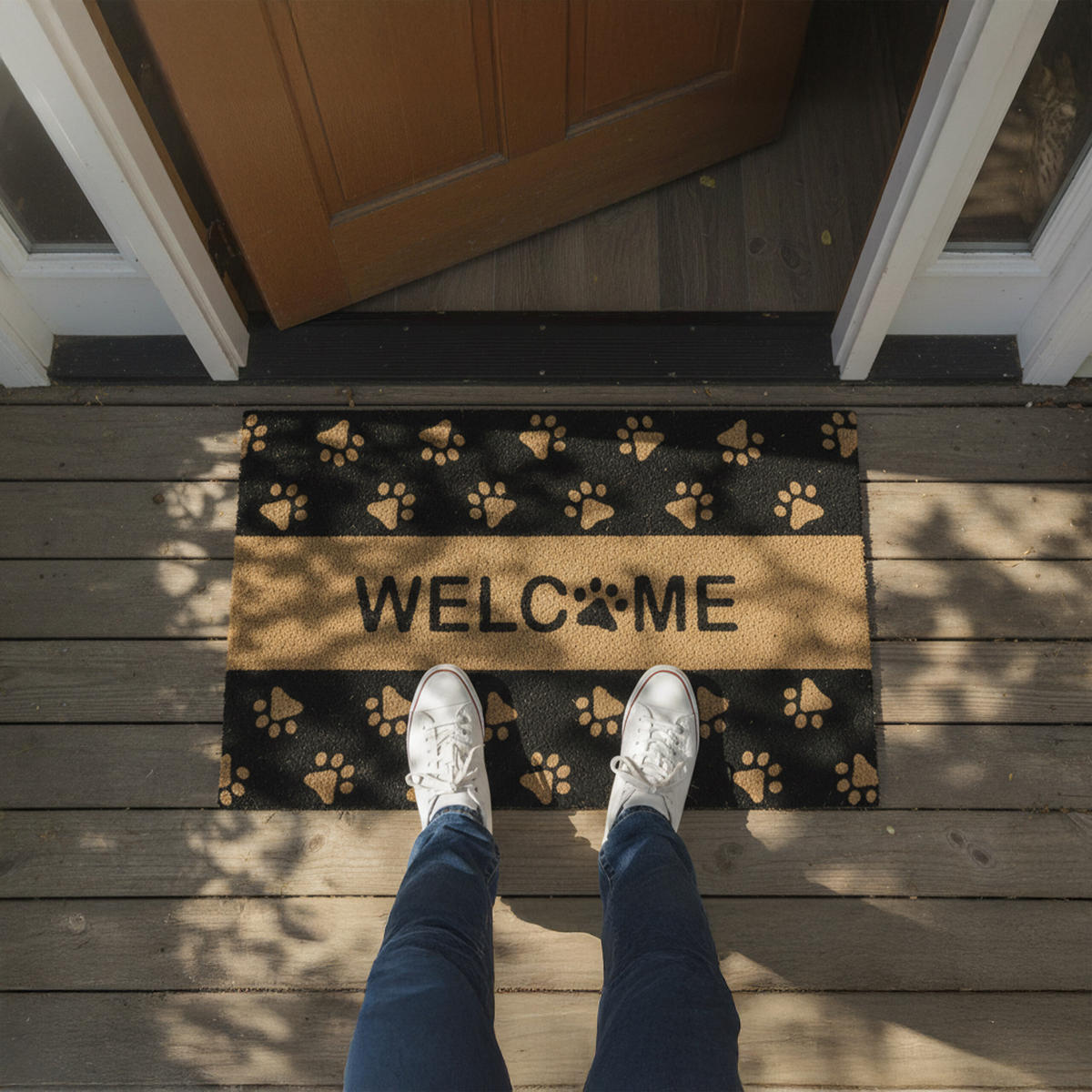 FUSSMATTE - Hellbraun, Kunststoff/Textil (80/50cm) - Relaxdays