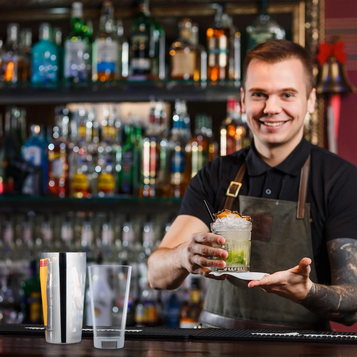 ŠEJKER na drinky - viacfarebná, kov/sklo (8.7/28.5/8.7cm) - Relaxdays