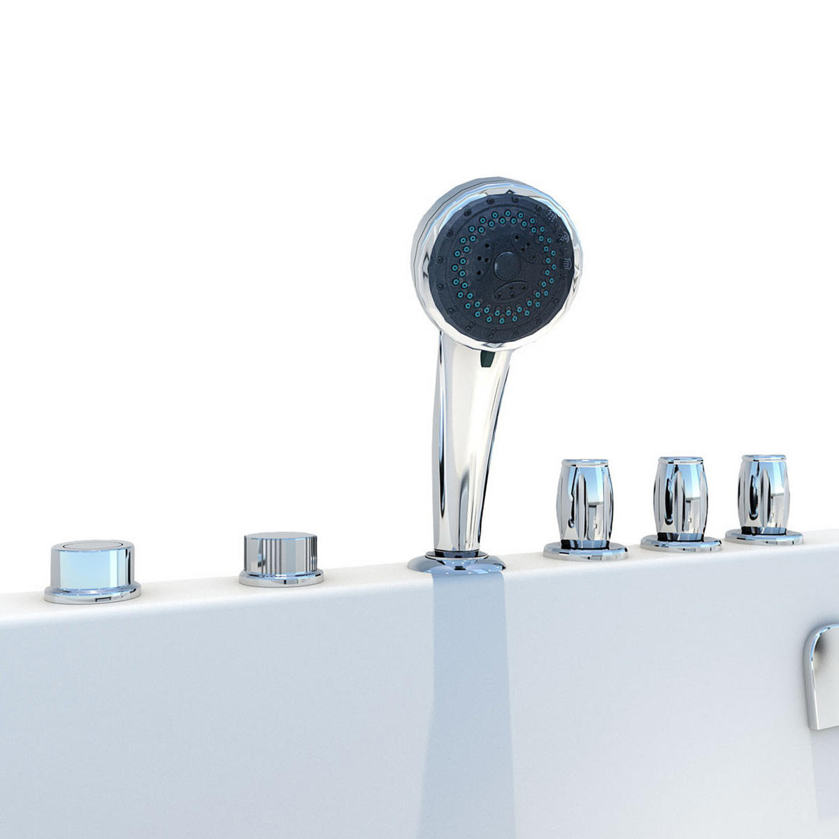 SENIORENDUSCHE Whirlpool mit Tür S12D-TH-WP-L-EC - Weiß, Glas/Kunststoff (85/200/170cm) - AcquaVapore by Sandra Jentho