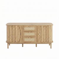 SIDEBOARD Rattan Schiebetüren verstellbare Böden modern - Naturfarben, Holzwerkstoff (40/76/140.5cm) - FLIEKS