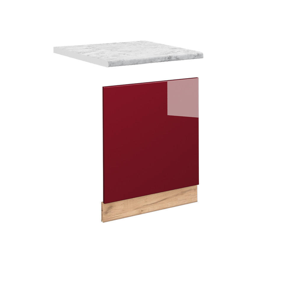 FRONTBLENDE Fame-Line Bordeaux Hochglanz 60 cm, AP Marmor - Bordeaux/Eiche Wotan, Holzwerkstoff (60/67.4/1.6cm) - Vicco