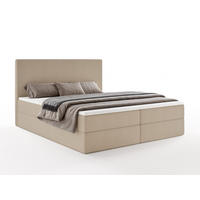 BOXBETT SENTO 140x200 cm mit Bettkasten, Bonell-Matratze H3 und Topper – Bouclé Beige - Beige, Textil (140/200cm) - Luxkor24