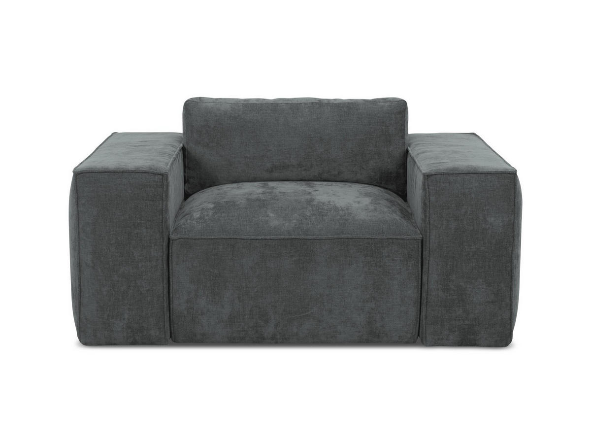 SCHLAFSESSEL Chenille Stoff Grau - Schwarz/Graphitfarben, Holzwerkstoff/Kunststoff (157/81/113cm) - Makamii