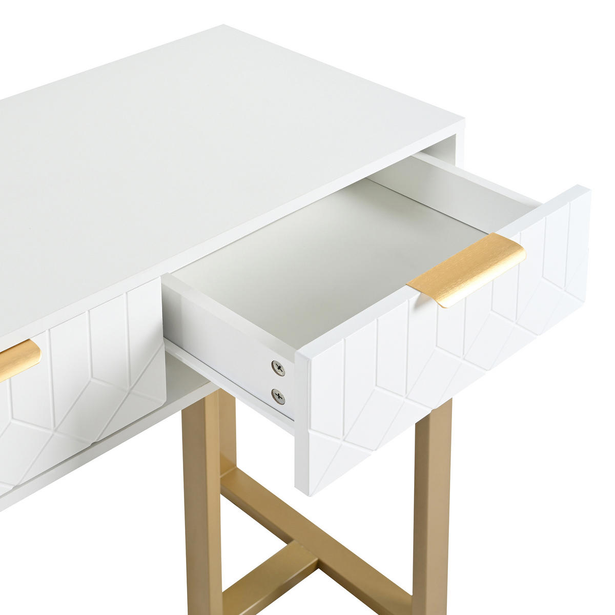 KONSOLENTISCH DE-37149 mit 2 Schubladen und goldenem Gestell Gold - Goldfarben, Holzwerkstoff (120/36/80cm) - ComfortXL
