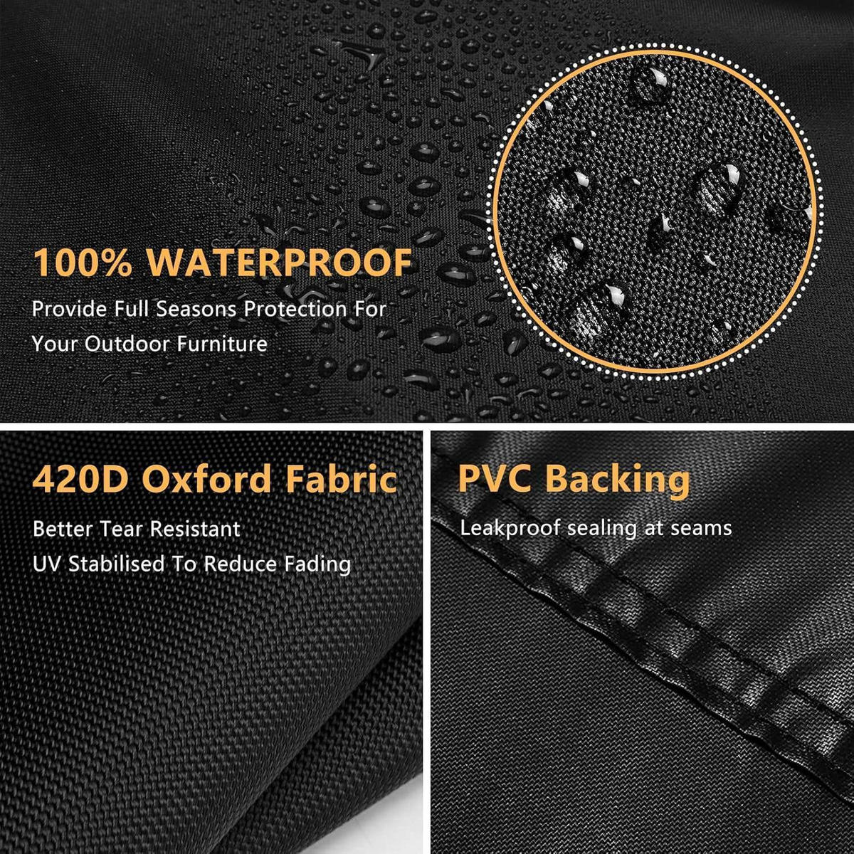 HÄNGESESSEL Abdeckung Ø120 x H190cm Wasserdicht UV-Schutz 420D Oxford - Schwarz, Kunststoff (120/205/120cm)