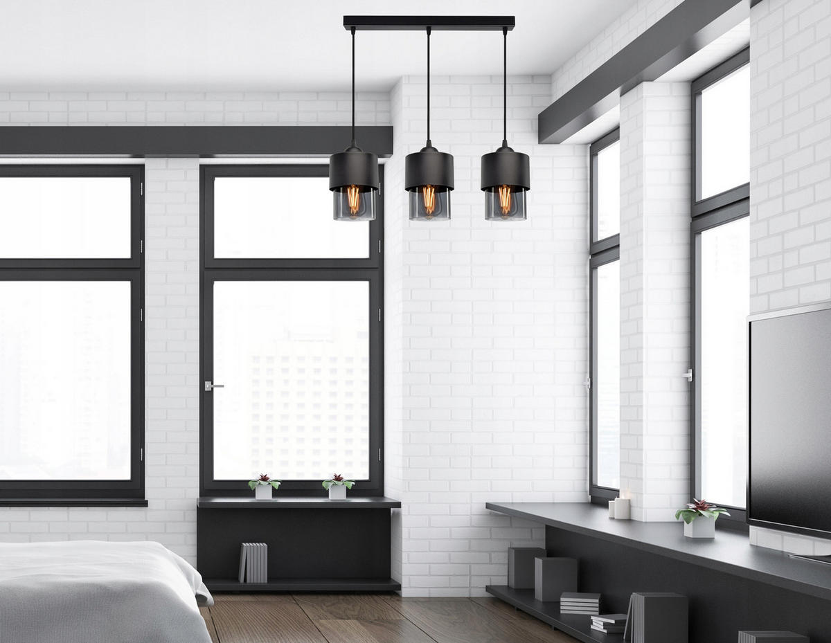 PENDELLEUCHTE Hege - Transparent/Anthrazit, Glas/Metall (12/55/80cm) - kiki design