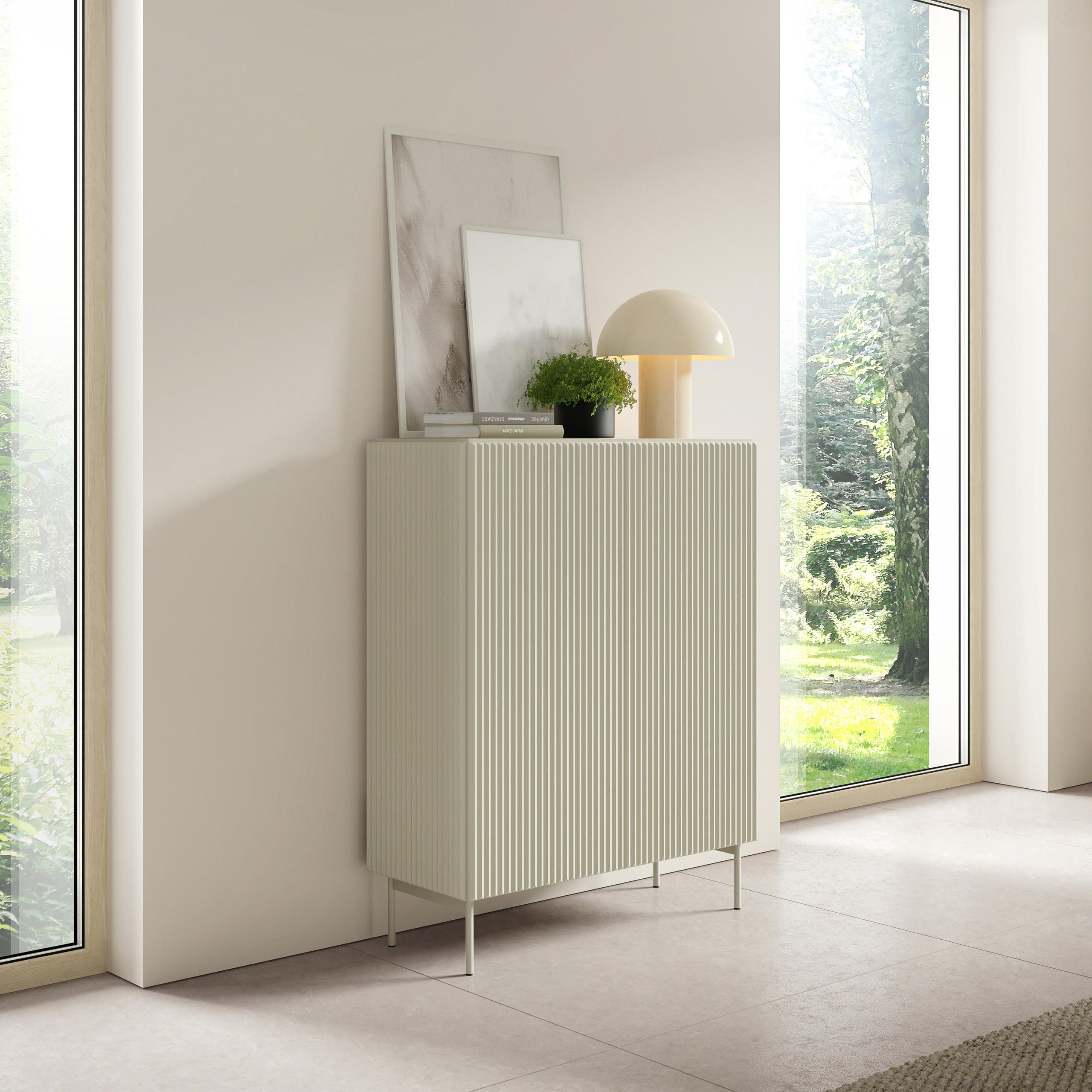 HIGHBOARD TRATTO 98,6/123/39,8cm 2 Türen Kaschmir - Kaschmir, Holzwerkstoff (98.6/123/39.8cm) - MASSENO