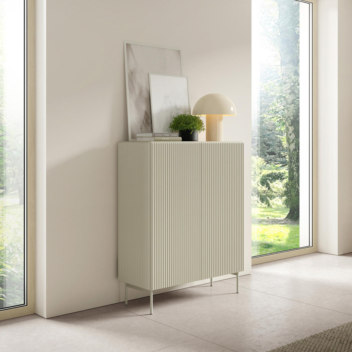 HIGHBOARD TRATTO 98,6/123/39,8cm 2 Türen Kaschmir - Kaschmir, Holzwerkstoff (98.6/123/39.8cm) - MASSENO