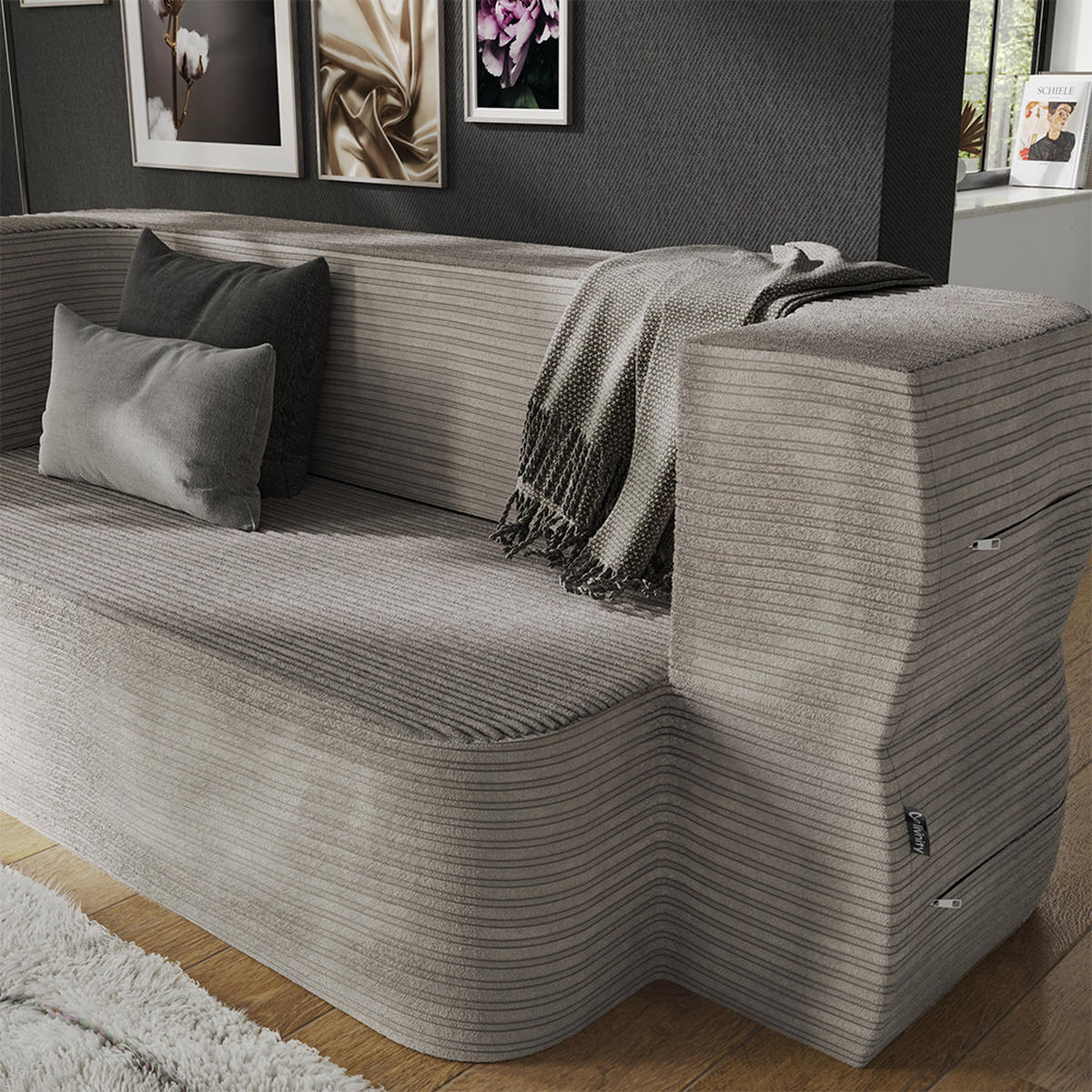 SOFA Lille Beige 190 cm mit Schlaffunktion - Beige, Textil (190/70/73cm) - VitaliSpa