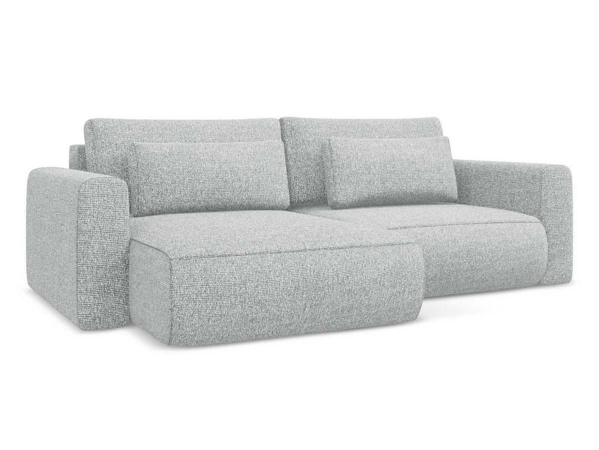 ECKSOFA mit Schlaffunktion Strukturstoff Stoff Grau - Silberfarben/Schwarz, Kunststoff/Textil (149/240cm) - Makamii