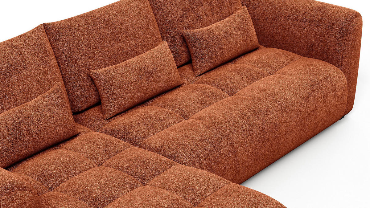ECKSOFA SORENO 4-Sitzer, orange - Schwarz/Orange, Holz/Textil (293/171cm) - Courtois Laville