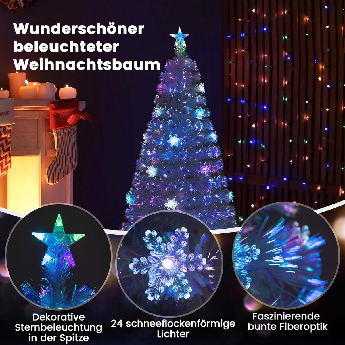 TANNENBAUM Weiß - Weiß, Kunststoff (150cm) - COSTWAY