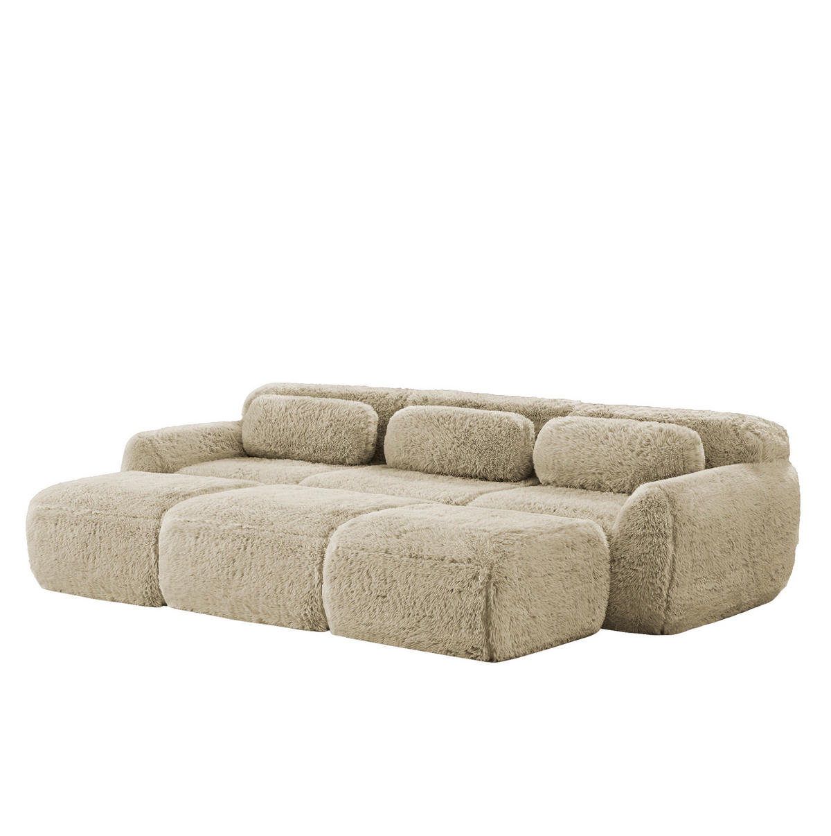 SOFA modular rahmenlos Plüsch Light Khaki - Braun, Kunststoff (179/73/291.1cm) - Meubliv