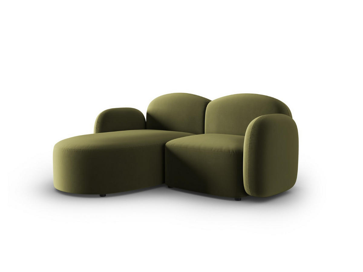 ECKSOFA links Blair aus Samt hellgrün 3 Sitzplätze - Hellgrün, Textil (155/194cm) - Micadoni