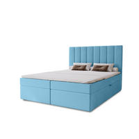 BOXBETT Nero mit 2 Bettkästen, 120x200, Blau, Velourstoff, Doppelbett mit Bonell-Matratze - Blau, Holz/Kunststoff (120/200cm) - Marpur