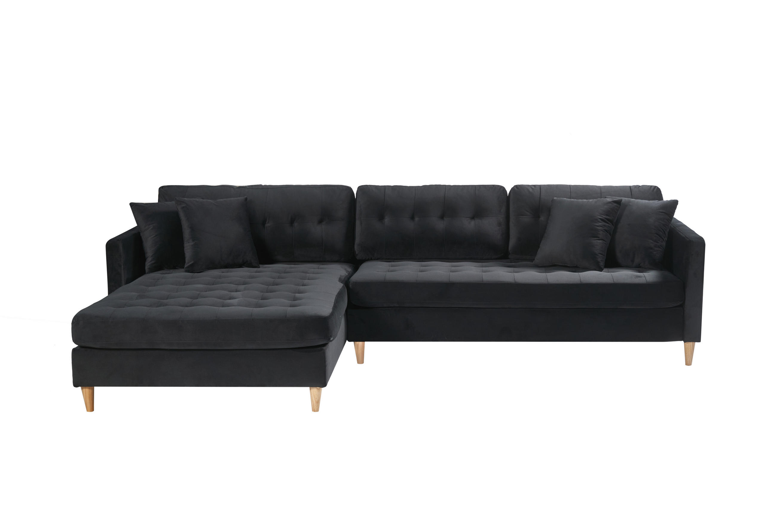 ECKSOFA Velours schwarz - Schwarz, Textil (290/177cm) - ebuy24