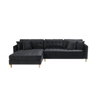 ECKSOFA Velours schwarz - Schwarz, Textil (290/177cm) - ebuy24