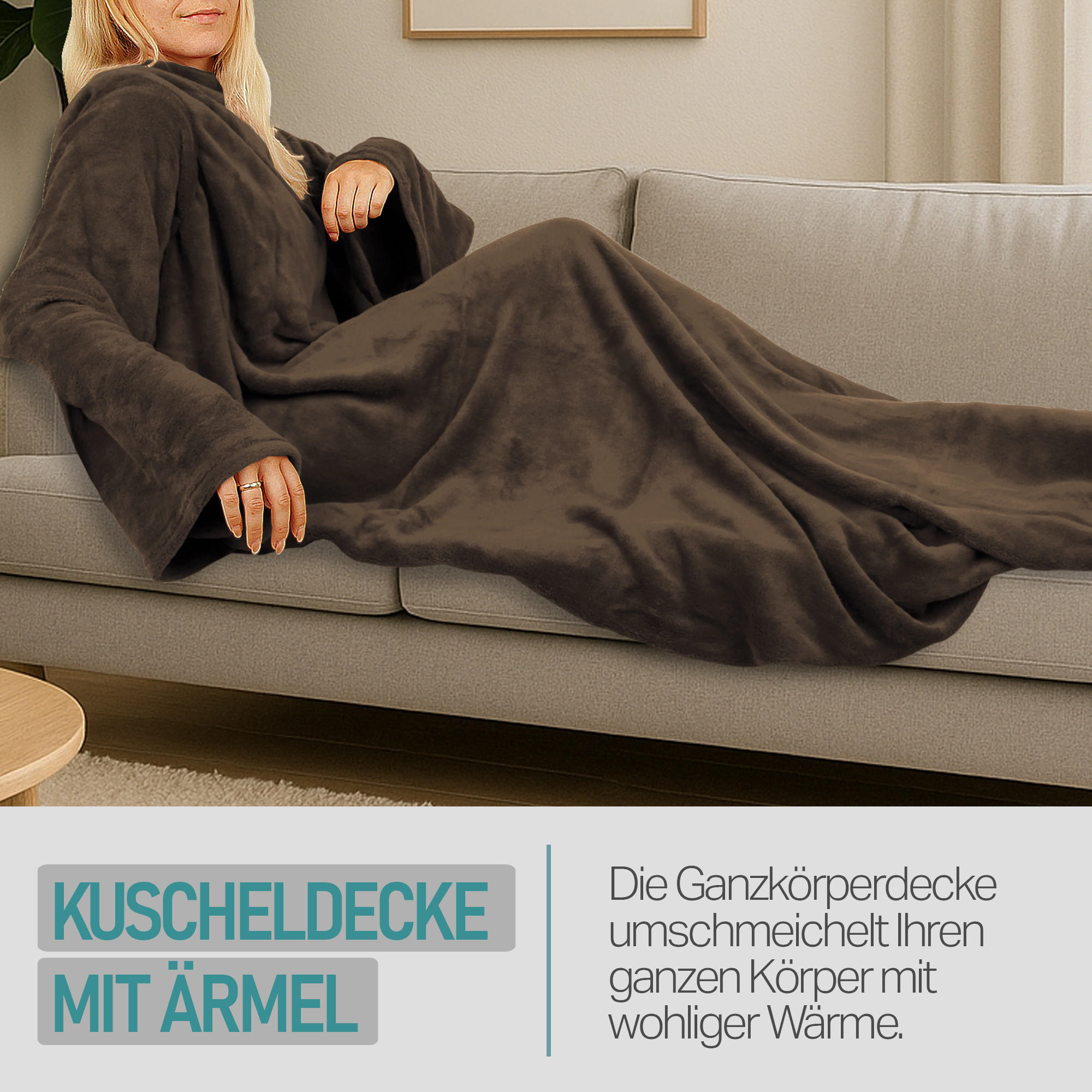 KUSCHELDECKE MIT ÄRMELN Braun - Braun, Textil (180/130cm)