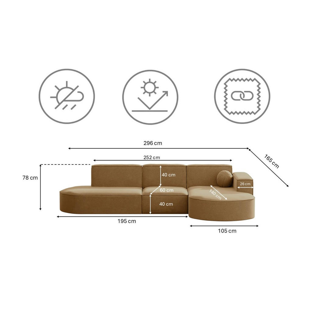 Thumbnail - Kaiser Möbel Gartenecksofa, Cappuccino, Holz, 4-Sitzer, Füllung: Komfortschaum,Komfortschaum, L-Form,L-Form, 296x78x165 ...