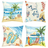 KISSENBEZÜGE 45 x 45 cm 4er Set Sommer Strand Motiv - Multicolor, Textil (45/45cm)