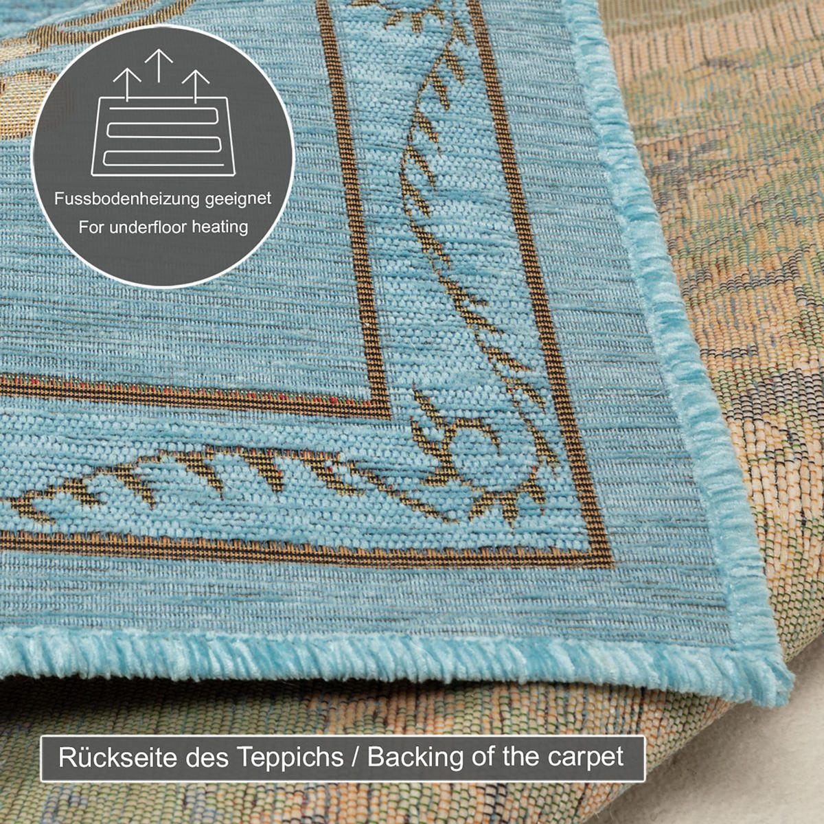 FLACHWEBTEPPICH Flomi Florence 120x180 cm - Türkis, Textil (120/180cm) - THEKO
